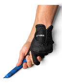 SENT black Cabretta leather golf glove gripping a golf club